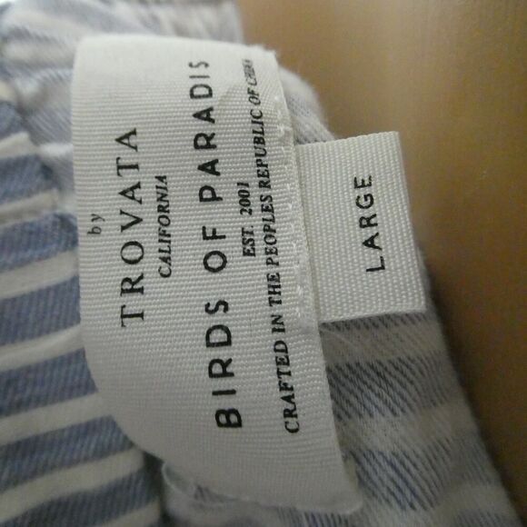 Trovata Birds of Paradise Striped Off the Shoulder Button Front Blouse Large - Picture 5 of 7